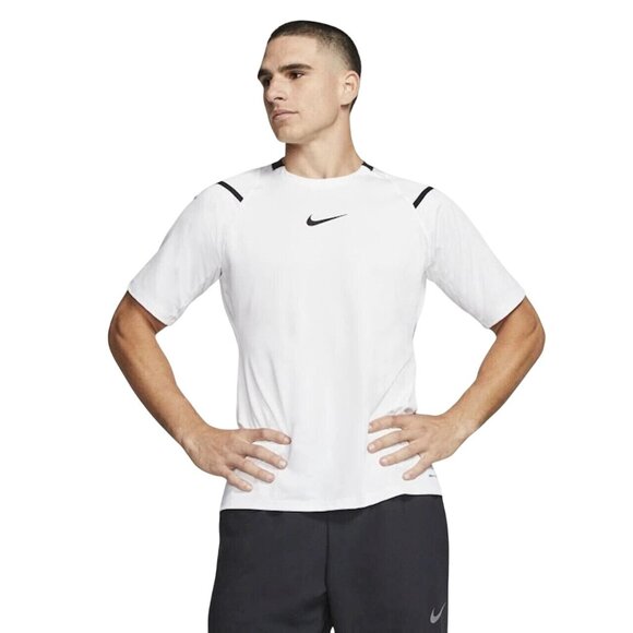 Nike Pro Men's Aeroadapt Training Gym Running Shirt Short Sleeve Size M White - Picture 1 of 15